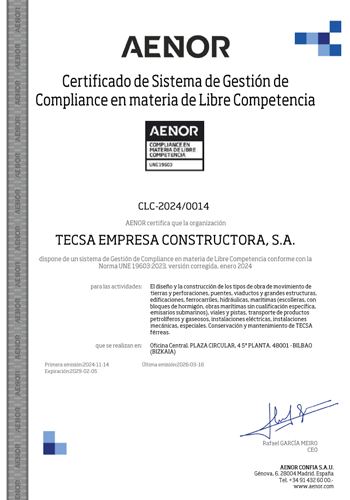 Certificación UNE 19603 - Sistema de Gestión de Compliance en materia de Libre Competencia