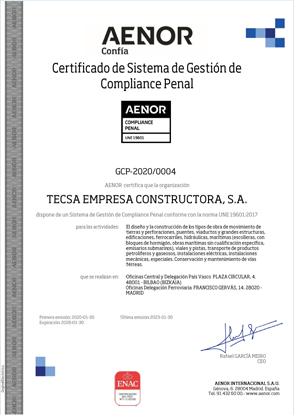 Certificación UNE 19601 - Sistema de Gestión de Compliance Penal