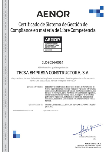 Certificación UNE 19603 - Sistema de Gestión de Compliance en materia de Libre Competencia