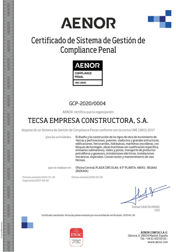 Certificación UNE 19601 - Sistema de Gestión de Compliance Penal